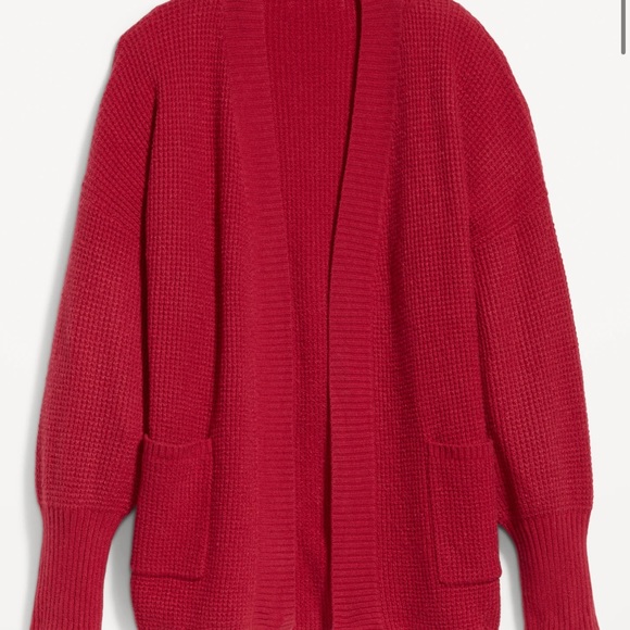 NWT OLD NAVY SoSoft Waffle-Knit Cocoon Sweater Color: Red Red Wine - Picture 6 of 7